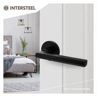 Intersteel Deurkruk Hoek 90°-vlak op rozet Ø55x8 mm aluminium zwart