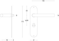 Intersteel Deurkruk Recht ø16 mm slank op schild toilet-/badkamersluiting 63 mm rvs geborsteld