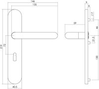 Intersteel Deurkruk Rond op schild sleutelgat 72 mm rvs geborsteld