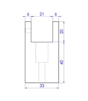 Bronzen leuningdrager rechthoekig voor 40x20 trapleuning