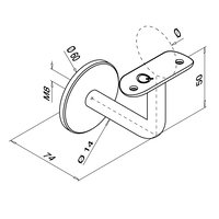 Leuningdrager voor handleuning Ø42,4mm (blind)