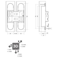 Intersteel Scharnier 130 x 30 mm zamak – nikkel 3D verstelbaar